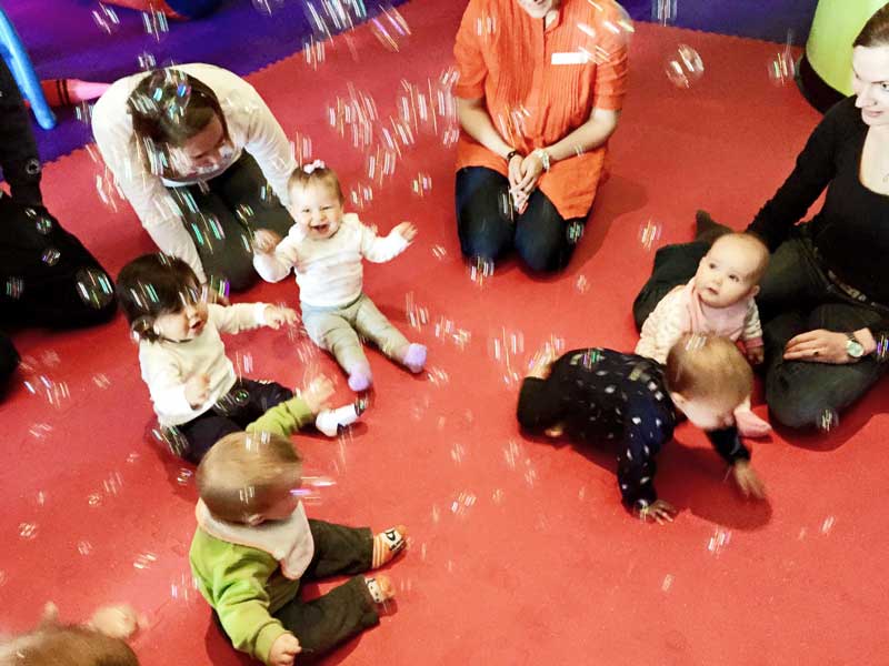 In our classes for babies, your baby will learn and grow through movement, music, and bubbles!