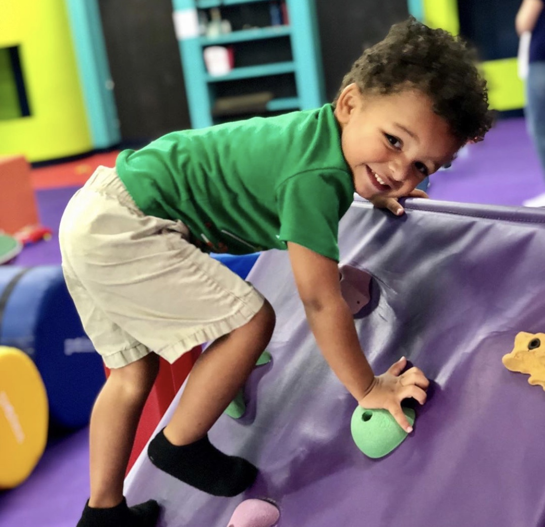 This cute boy loves the toddler tumbling classes in Midlothian with Romp n' Roll Midlothian.