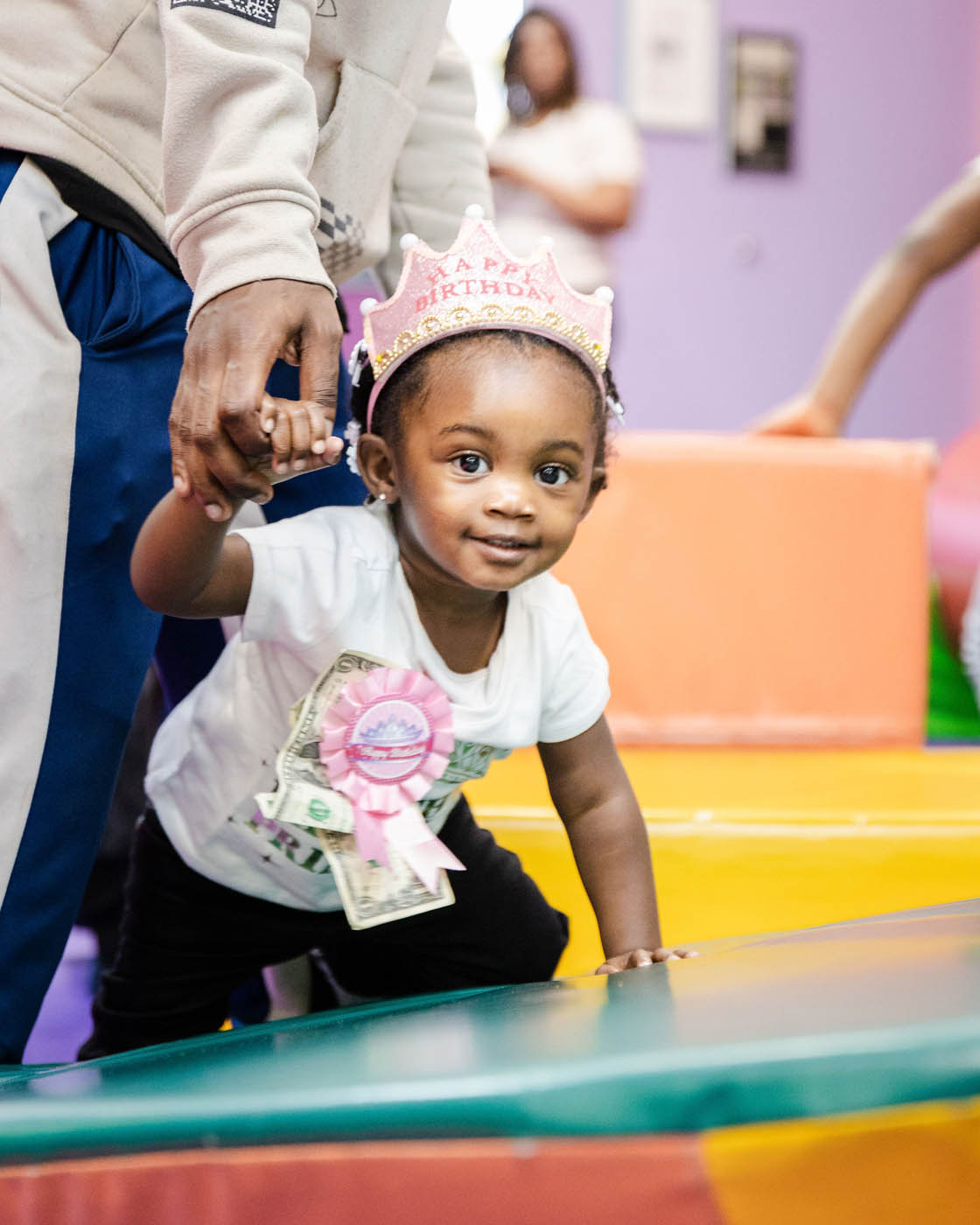 An image of a girl at her indoor birthday party at Romp n' Roll in St. Petersburg, FL.