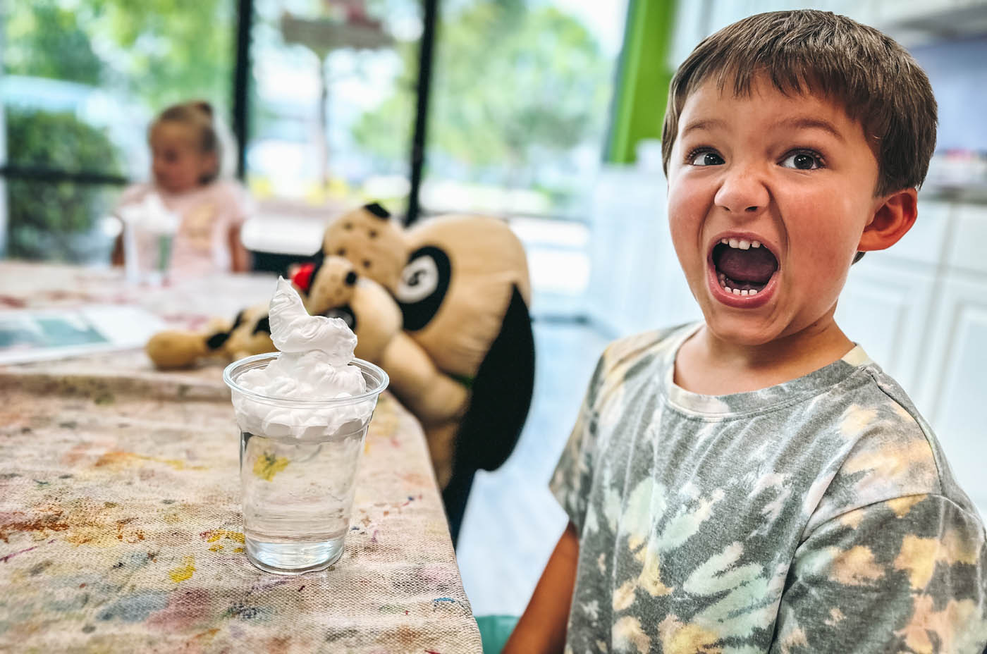 A young child in at one of the Romp n' Roll classes for 4 year olds.