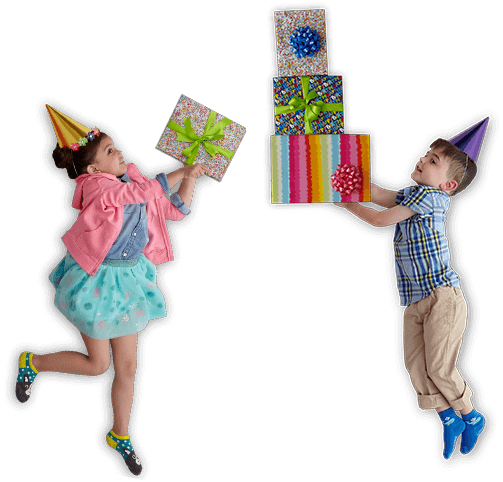 Two children celebrating their 4th birthday at Romp n' Roll